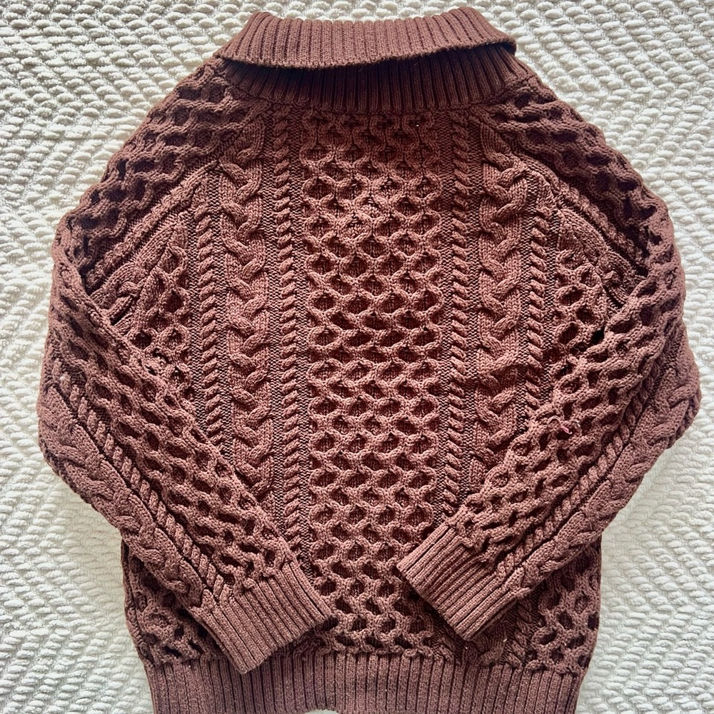 Jamie Kay Brown Cable Knit Shawl Collar Sweater - Picture 4 of 4
